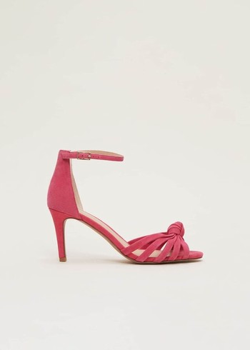 Phase Eight Pink Suede Open Toe Heels Pink USA | 5897604-NA